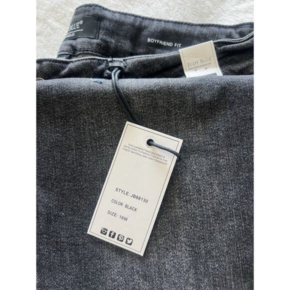 NWT Judy Blue Boyfriend Fit Cuffed Jeans Sz 16W Women’s JB88130 Black Pants NEW - Picture 7 of 16